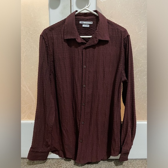 Mens Zara brown color button up shirt in large - Picture 1 of 2